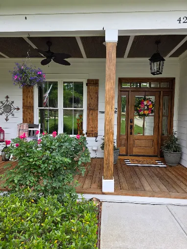 Front entry door glass with residential window film on a North Carolina home