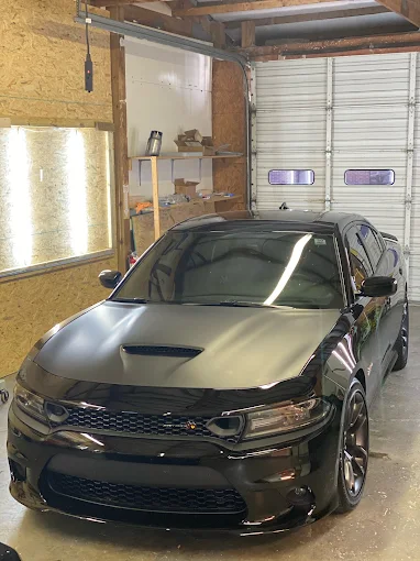 Dodge Charger with dark ceramic window tint after installation