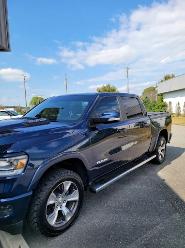 Ram 1500 crew cab truck with ceramic window tint installed in Johnston County NC